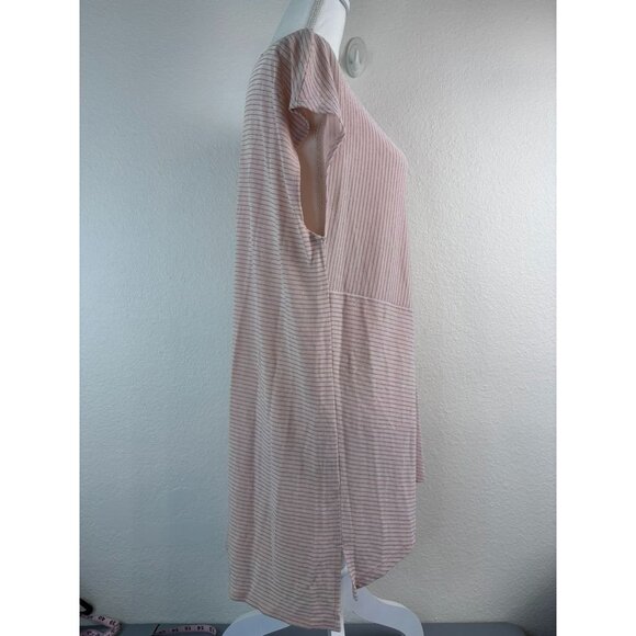 Chico's Travelers women's size 3 or large pink cap sleeve tunic top shimmer - Picture 4 of 7